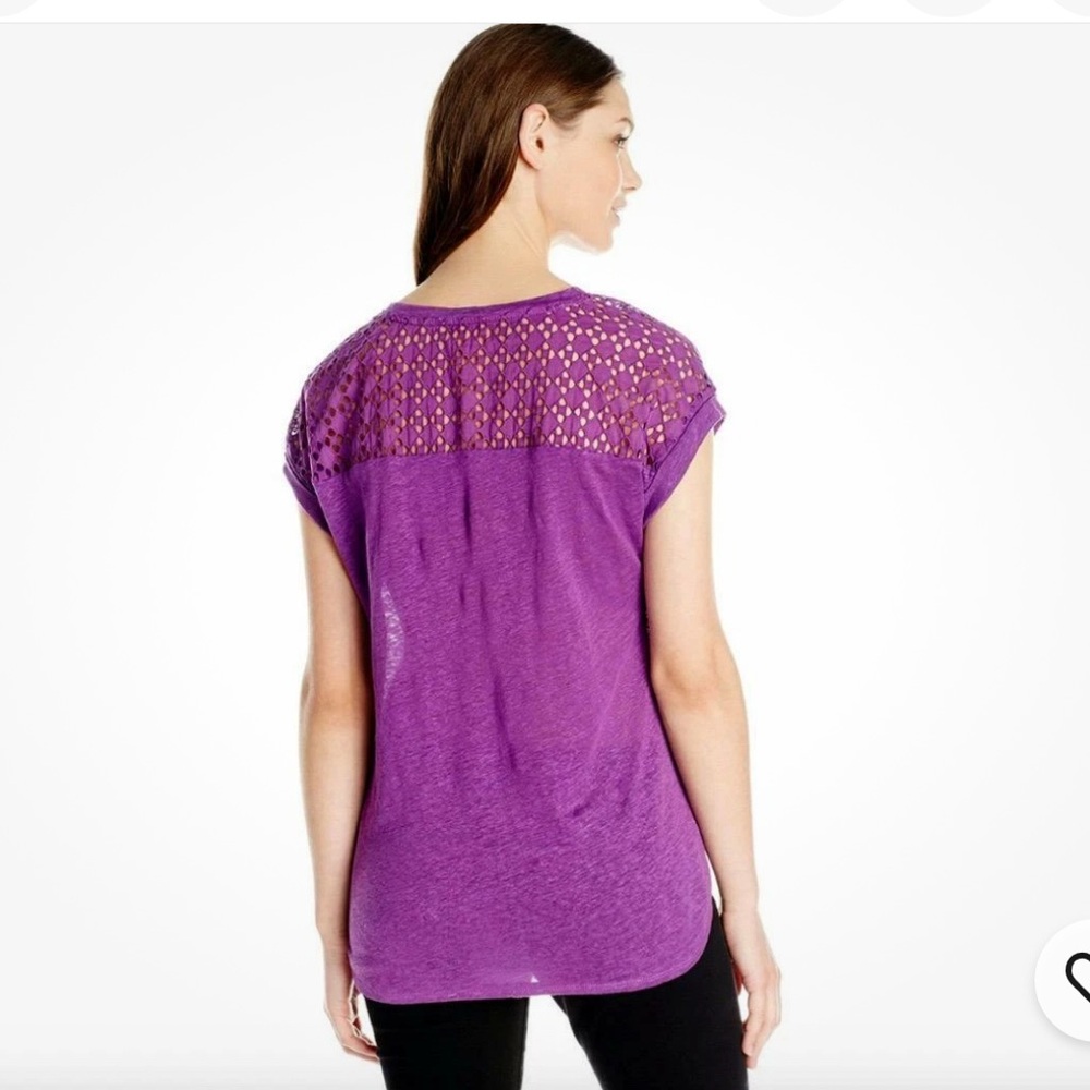 Calvin Klein Purple Cap Sleeve Relaxed Eyelit Back Top - Sz 10